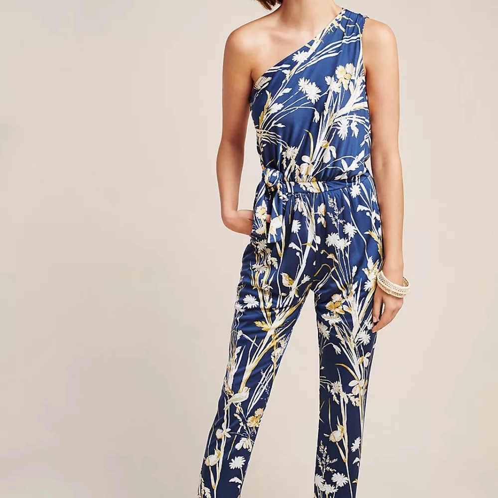 Anthro Maeve Keaton One Shoulder Jumpsuit